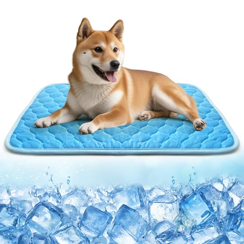 Dog Cooling Mat Self Cool Pad for Dogs and Cats, Washable Portable Pet Sleeping Pad for Summer, 27.5" x 18.5" - color: Blue, size: Medium