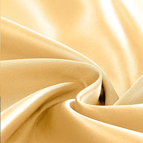 Homiest 3pcs Satin Sheets Set Luxury Silky Satin Bedding Set with Deep Pocket, 1 Fitted Sheet + 1 Flat Sheet + 1 Pillowcase (Twin Size, Gold) - color: Gold, size: Deep pocket - Twin size