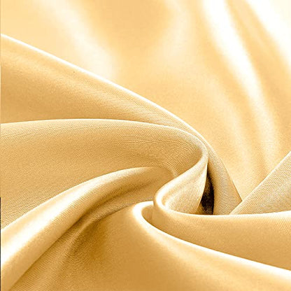 Homiest 3pcs Satin Sheets Set Luxury Silky Satin Bedding Set with Deep Pocket, 1 Fitted Sheet + 1 Flat Sheet + 1 Pillowcase (Twin Size, Gold) - color: Gold, size: Deep pocket - Twin size