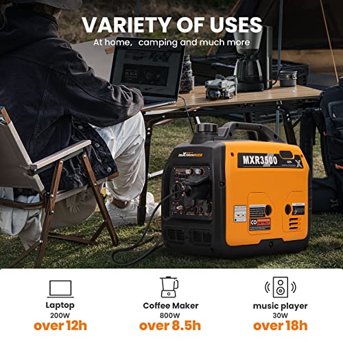 maXpeedingrods 3400 Watt Portable Inverter Generator Gas Powerd, Compact and Lightweight RV Ready Generator for Outdoor Camping, Home Backup - style: MXR3500+Gas+Recoil Start