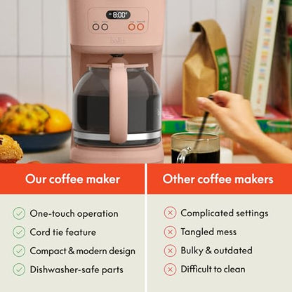 bella 12 Cup Programmable Coffee Maker, Reusable Dishwasher Safe Accessories, Easy LCD display, Auto Shutoff, 900 watt, Blossom - color: Blossom