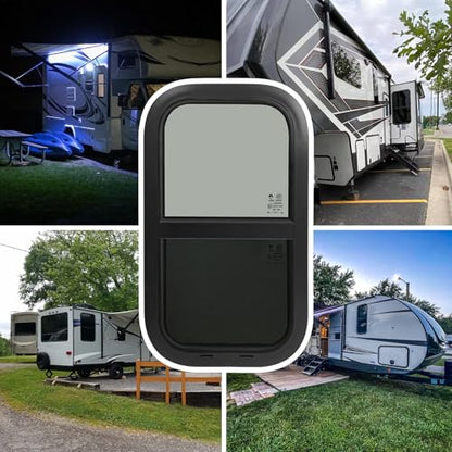 RV Window,Camper Replacement Vertical Sliding RV Window for Cargo Trailer Utility Travel Trailer Cargo Van Truck SUV 14" W x 22" H,Fit 15/16" or 1-3/8" Thick Wall,Allow Error 1/16",DOT Approved - size: 14"W x 22"H