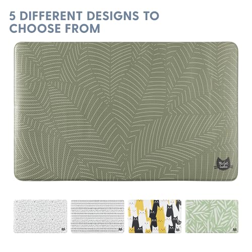 The Cat Ladies Cat Feeding Mat - Waterproof & Dishwasher Safe Small Pet Eating Placemat - Cat & Dog Food Mats for Food and Water Bowl - Protect Floors from Mess - Tropical Leaves - color: Tropical Leaves B