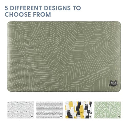 The Cat Ladies Cat Feeding Mat - Waterproof & Dishwasher Safe Small Pet Eating Placemat - Cat & Dog Food Mats for Food and Water Bowl - Protect Floors from Mess - Tropical Leaves - color: Tropical Leaves B
