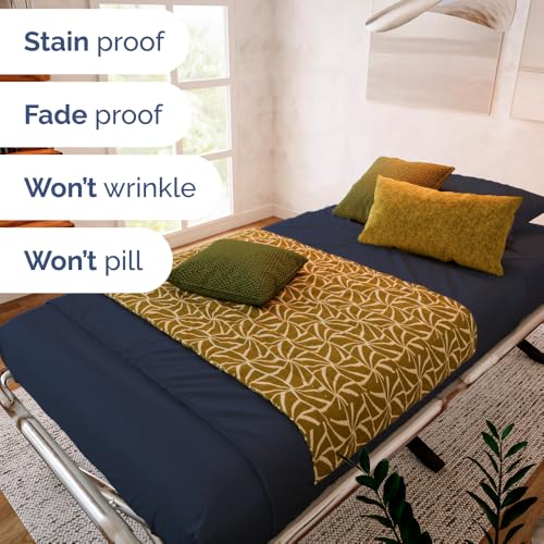 Cot Sheet Set 33” x 75” – 4 Piece Cot Size Twin Mattress Sheets – Ideal for Camper Bunk, RVs, Bunks, Day Care, Camping & Guest Beds - Fits 6” to 10” Mattress - Comdy, Breathable & Cooling - Navy Blue - color: 24 - Navy Blue, size: Cot Sheets (33x75)