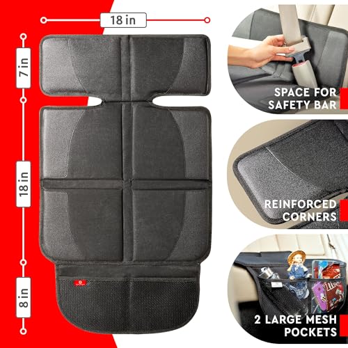 Helteko Carseat Protector with Thickest Padding, 2 Pack Auto Seat Pad from Waterproof & Stain Resistant for Child Baby , Kick Mat Material for Leather and Fabric Seat - color: Black