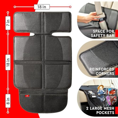 Helteko Carseat Protector with Thickest Padding, 2 Pack Auto Seat Pad from Waterproof & Stain Resistant for Child Baby , Kick Mat Material for Leather and Fabric Seat - color: Black