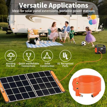 8mm DC Extension Cable 5FT – DC7909 Male to Female Solar Cable with DC8020 Adapter, 14AWG Tinned Copper Wire, Waterproof – Works with Most Portable Power Stations and Solar Generators - size: 5FT
