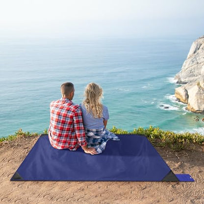 Odoland Beach Blanket Picnic Blanket, 43" x 63" SandProof Waterproof Outdoor Pocket Blanket with Portable Bag, Foldable Lightweight Sand Free Quick Drying Beach Mat for Hiking Camping Travel, Blue | 63"x43" Quick Drying & Foldable Lightweight Sand Free Be