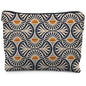 Boho Makeup Bag Gifts for Women, Sunset Leaf Aesthetic Makeup Pouch - color: Boho Orange Sun Leaf