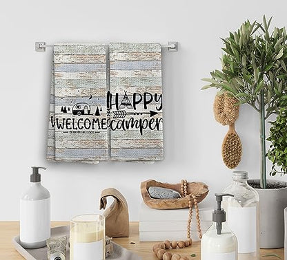 Happy Camper Hand Towels, Camper Gifts, RV Accessories for Inside Fun, Camping Gifts for Women Men, Welcome to Our Rolling Estate Kitchen Towels Dish Towels, Set of 2,16x24 - color: Rv Tent-1