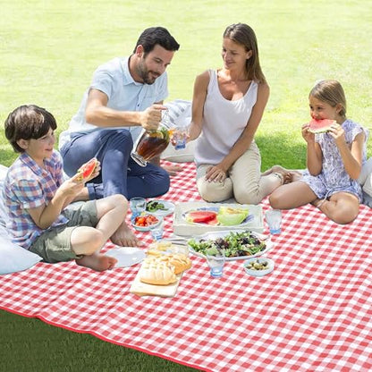 HX&OD Outdoor Picnic Blanket 80"X80" Picnic Mat Extra Large Camping Blanket Beach Blanket Foldable Waterproof Sand Mat Hiking Travel Family Concerts(Red) - color: Red, size: 80”x 80”