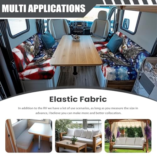 SEANATIVE RV Sofa Split Seat Cover 2-Piece Eagle American Flag Dinette Cushion Covers Replacement Camper Couch Cover Sofa Seat Cushion Slipcovers Dust Proof Bench Slip Cover Rectangle - color: Eagle American Flag