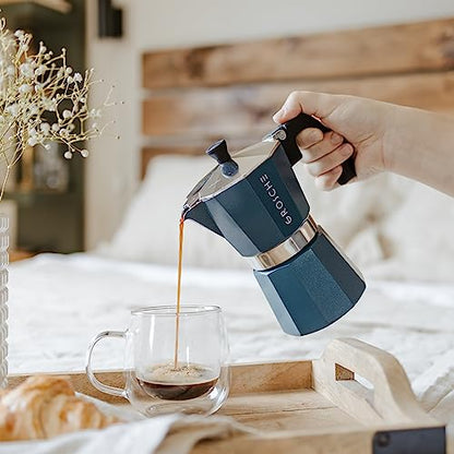 GROSCHE Milano Stovetop Espresso Maker Moka Pot 3 espresso Cup - 5 oz, Blue -Moka Espresso Coffee Maker Stove top coffee maker Moka Italian espresso greca coffee maker brewer percolator - color: Blue, size: 3 espresso cups