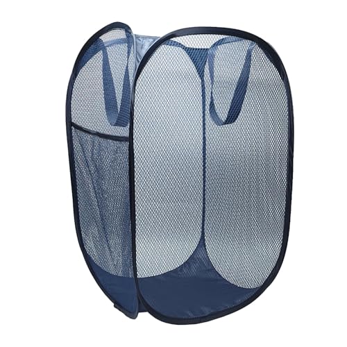 Pop up hamper, the upgraded laundry basket with breathable side pocket mesh. Ideal for room, apartment, dormitory, travel, business trip & kids storage (1, Dark blue) - color: dark blue
