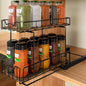 Simple Houseware 2-Tier Spice Rack Slide Out Wire Basket Drawer Organizer, Black - color: Black