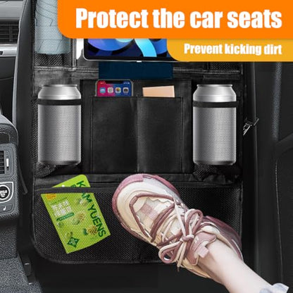 ZIMISI Car Backseat Organizer, Oxford Cloth Kick Mats Back Seat Protector with 9 Pockets & Clear Tablet Holder, Universal Waterproof Car Road Trip Essentials Storage Accessory (1PC) - size: 1PC
