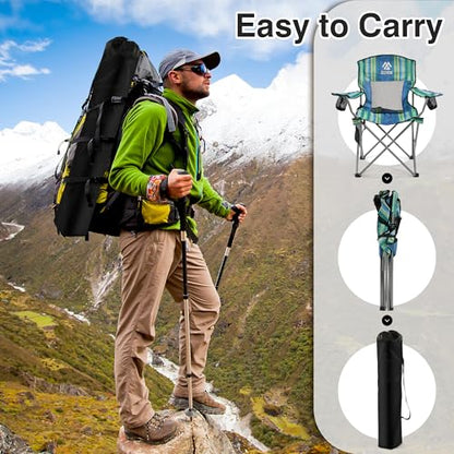Elevon Camping Chair, Portable Folding Outdoor Chair with Arms, Cup Holder and Carry Bag - color: Multi-color-2 Pack