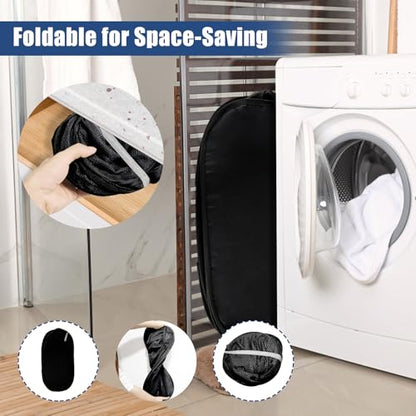 2 Pack Collapsible Laundry Baskets, Upgrade Pop Up Laundry Hamper with Convenient Bags, Foldable Laundry Basket Mesh Light Weight, Easy to Carry Clothes Hampers for Laundry, Dorm, Toys, Travel Black - color: 2xBlack