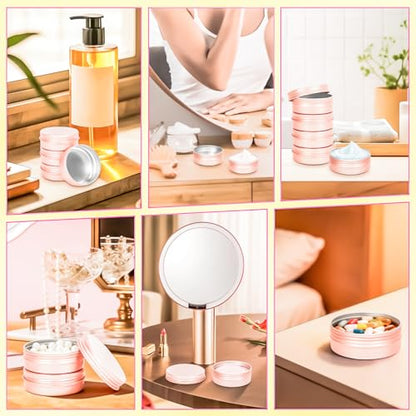 30Pack 2oz Tin Jars, 60ml Metal Tin cans, 2Ounce Aluminum tin can jar Containers with Screw Lid for Lotion Bars, Spices, Salve, Balms, Beard Balm, Toiletries, Creams, Samples, Makeup Cosmetic - color: Rose Gold 30pack