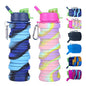 Collapsible Silicone Bottles 2 Pack - Expandable 500ml Portable Sport Bottles with Carabiner for Travel & Camping (Blue Camo + Pink Camo) - color: Blue Camouflage+Pink Camouflage