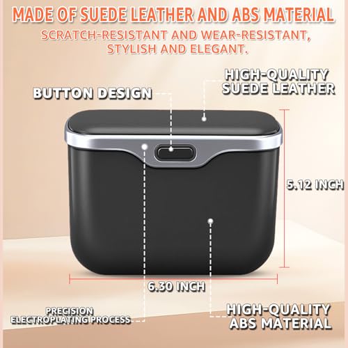 HOLDCY Car Trash Can, Waterproof Multi‑Functional Auto Trash Bin for Door/Console/Seat Back, Universal Vehicle Garbage Can for Car/Truck/SUV Drivers (Black) - color: Black
