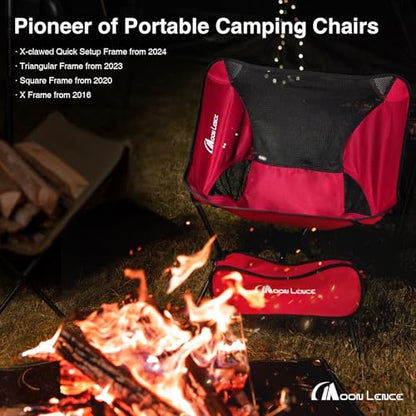 MOON LENCE Portable Camping Chair Lightweight Foldable Chair - The 4th Generation Portable Folding Chair - Compact, Ultralight Folding Chairs for Hiking Mountaineering Beach - color: Khaki
