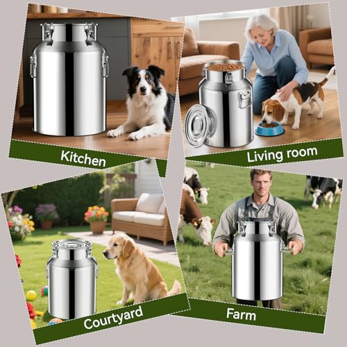 Newget 21lb Stainless Steel Dog Food Storage Container, Metal Pet Storage Container with Airtight Hangable Lid to Keep Food Fresh, Large Cat Food Storage Container with Scoop to Easily Clean - size: 21 lb