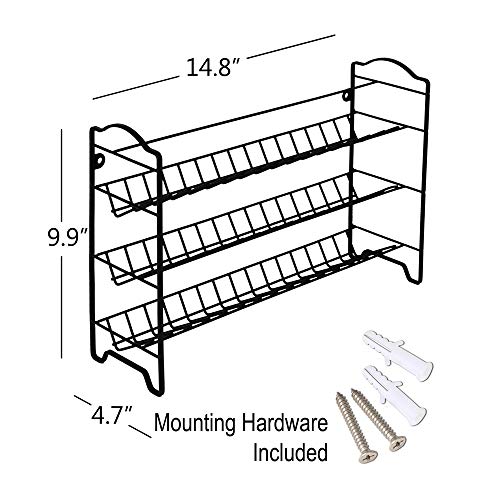 SWOMMOLY Spice Rack Organizer with 24 Empty Glass Spice Jars, 396 Spice Labels with Chalk Marker and Funnel Complete Set, for Countertop, Cabinet or Wall Mount, Black - size: 3 Tier