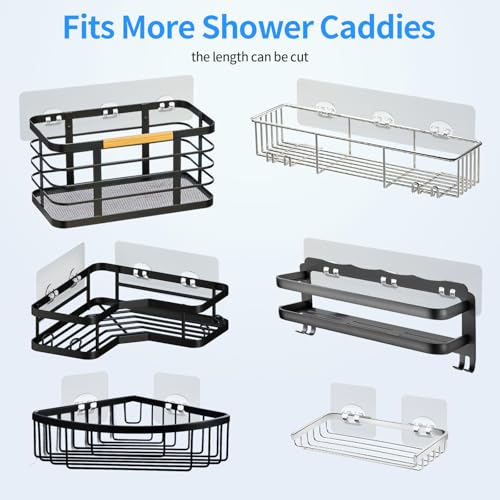 Elegant Shower Caddy Adhesive Replacement, 6 PCS Strong Waterproof Adhesive Hooks and Strips for Shower Shelf and Bathroom Storage Shelves, No Drilling Also Fit Kitchen Rack - color: Transparent-6 Pack