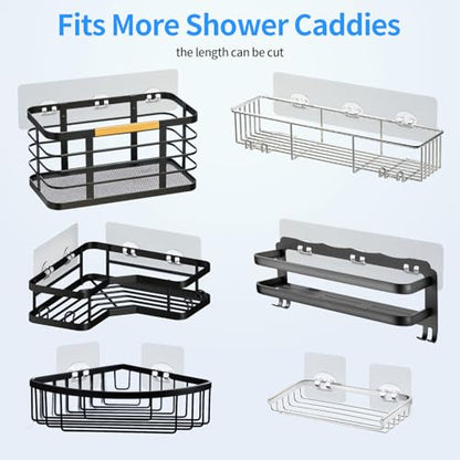 Elegant Shower Caddy Adhesive Replacement, 6 PCS Strong Waterproof Adhesive Hooks and Strips for Shower Shelf and Bathroom Storage Shelves, No Drilling Also Fit Kitchen Rack - color: Transparent-6 Pack