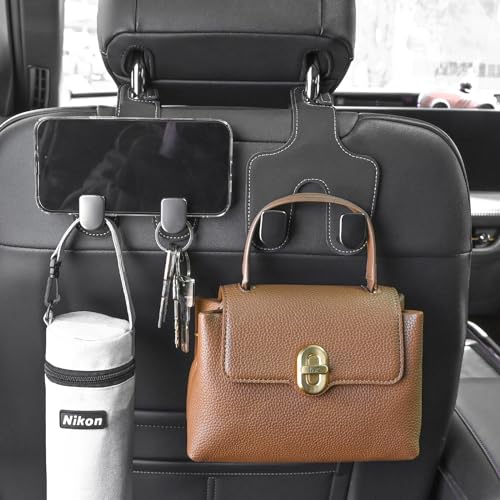 JEYODA Flexible PU Vehicle Storage Hanger, Universal Multifunctional Headrest Hooks for Car and Home (Style 2-Black) - color: style 2-black