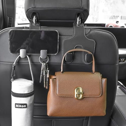JEYODA Flexible PU Vehicle Storage Hanger, Universal Multifunctional Headrest Hooks for Car and Home (Style 2-Black) - color: style 2-black