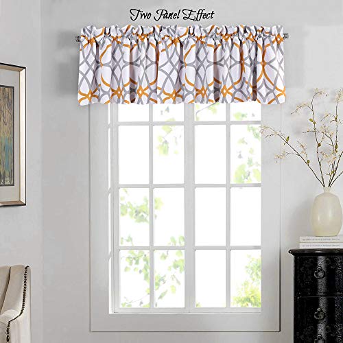 H.VERSAILTEX Blackout Curtain Valances for Kitchen Thermal Insulated Window Valances for Living Room Rod Pocket Short Curtain 1 Panel, 52x18 inch, Mustard and Grey - color: Geo in Mustard and Grey