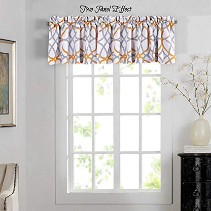 H.VERSAILTEX Blackout Curtain Valances for Kitchen Thermal Insulated Window Valances for Living Room Rod Pocket Short Curtain 1 Panel, 52x18 inch, Mustard and Grey - color: Geo in Mustard and Grey