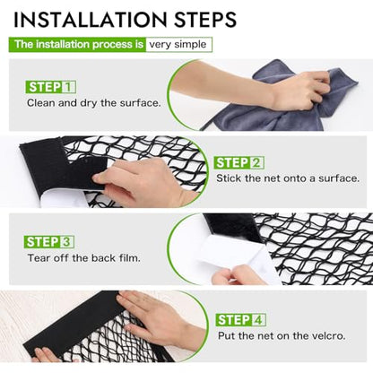 2pcs RV Cargo Storage Mesh Net,Elastic Stretchable Netting Pocket with 4 Adhesive Backing for Camper,Trailer,SUV,Truck (17.7 x 9.5 Inch)–Perfect for Holding Toiletries, Kitchen Supplies,Travel Essenti