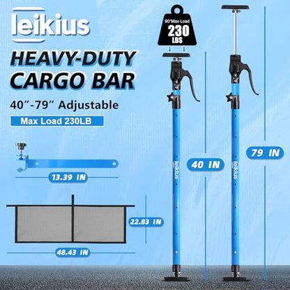 79 inch Heavy Duty Adjustable Cargo Bar,200LB Capacity，Non-Slip Truck Bed Divider for Pickup Truck Bed,Aluminum Handle Cargo Bar for SUV, Trailer, Van, Come with 1 Bar, 1 Divider, 1 Net - size: 1 Pack
