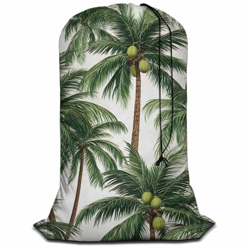Swono Palm Trees XL Laundry Bags, Drawstring Closure Dirty Clothes Bag Organizer, Heavy Duty Large Laundry Bag, Tropical Leaves Hawaii Summer Oxford Cloth, Machine Washable 28"x40", Exotic Aloha - color: Palm Trees