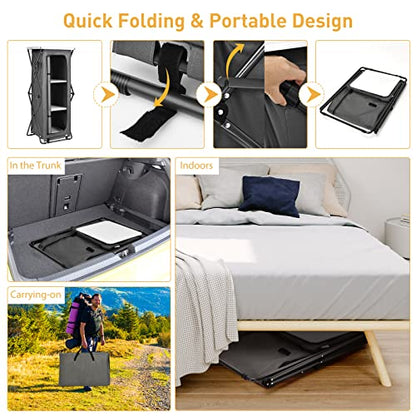 Goplus Folding Camping Storage Cabinet, Pop Up Outdoor Camping Kitchen Station with Large 3-Tier Storage Organizer, Carry Bag, Easy Set Up Portable Compact Camping Table for BBQ Picnic Backyard (55'') - size: 55''