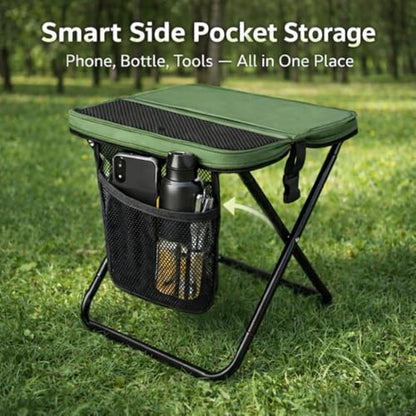 Foldable Stool with Carrying Bag,Compact Folding Chair with Shoulder Strap, Lightweight Outdoor Seat for Fishing, Camping, Hiking, Garden, Beach, Sports Games, Festivals (Green) - color: Green