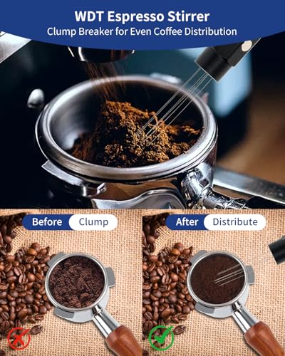 7 Pack 54mm Espresso Accessories – Tamper Station, Coffee Distributor, WDT Tool, Tamping Mat, Dosing Funnel, Brush & Puck Screen – Barista Tools Kit for Espresso Machines at Home or Cafe - size: 54mm