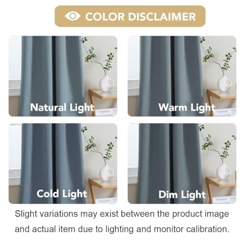 H.VERSAILTEX Linen Look 100% Blackout Curtains 45 Inches Long for Bedroom Rod Pocket 42 Inches Wide Linen Textured Thick Window Curtain Drapes with White Backing, Stone Blue, 2 Panels - color: Stone Blue, size: 42"W x 45"L (Pack of 2)