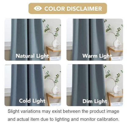 H.VERSAILTEX Linen Look 100% Blackout Curtains 45 Inches Long for Bedroom Rod Pocket 42 Inches Wide Linen Textured Thick Window Curtain Drapes with White Backing, Stone Blue, 2 Panels - color: Stone Blue, size: 42"W x 45"L (Pack of 2)