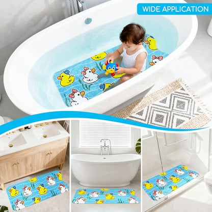 Baby Bath Mat for Tub, Non Slip Kids Bath Shower Mat, 40 X 16 Inch Large Bathtub Mat with Drain Holes and Suction Cups for Toddlers, Machine Washable and Waterproof (Duck) - color: Duck