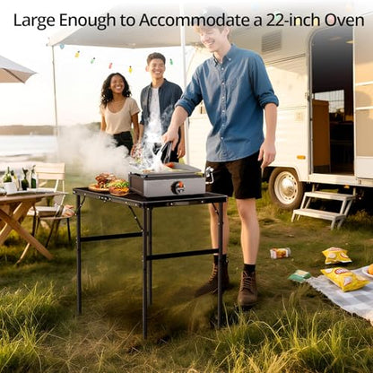 Anbte Portable Grill Table Max 29.5", 2 Adjustable Heights Folding Camping Table with Heat-Resistant Mesh Tabletop &Portable Handle, Waterproof, for Cooking BBQ Outdoor Patio, 31" X 22", Black - size: 35"L x 21.65"W x 29.4H"