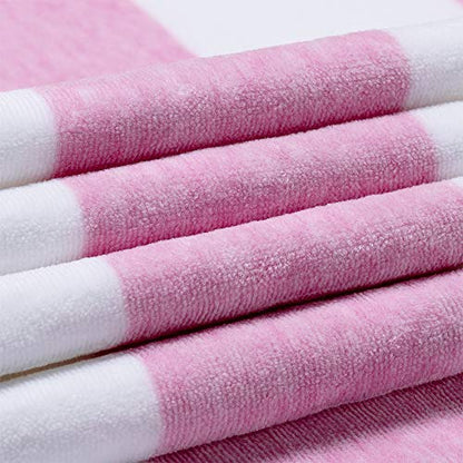 HENBAY Cotton Oversized Beach Towel - Large 70 x 35 Inch Pool Towel, Rose Red Striped Quick Dry Swimming Cabana Towel - color: Rose