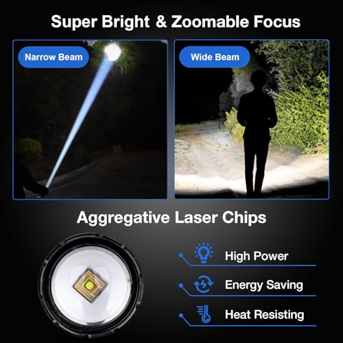 Rechargeable Flashlight 980,000L High Lumens 2 Pack, Led Tactical Flash Light, Super Bright Flashlights with 7 Modes, USB C Charging, Cob Side Light, IPX6 Waterproof for Camping Emergency - size: 2pc-L2