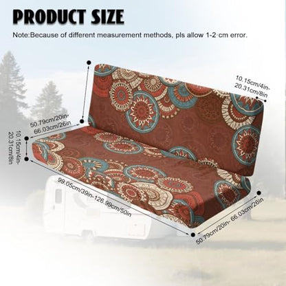 Boho Mandala Print 2 Pcs RV Dinette Cushion Covers Scratch-Resistant Camper Cushion Slipcover Fuzzy Sofa Furniture Protector Include 1 Backrest Covers and 1 Bench Covers - color: Boho Mandala