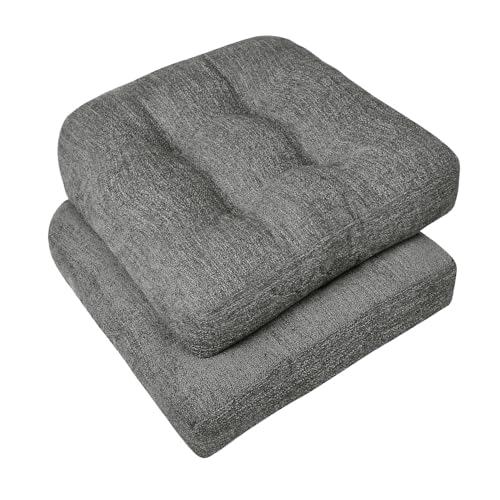 downluxe Chair Cushions for Dining Chairs 2 Pack, Tufted Indoor Chair Pads with Non-Slip Bottom, U-Shaped Kitchen Chair Cushions, 18"x18"x4", Dark Grey - color: Dark Grey, size: 18"x18"x4"(2 Pack)