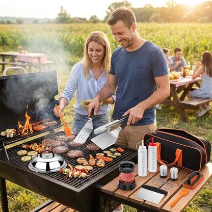 BBQ Tool Set, Stainless Steel Grill Accessories with Carrying Case, Outdoor Cooking Utensils for Camping, Tailgating, Backyard BBQ(27PCS)